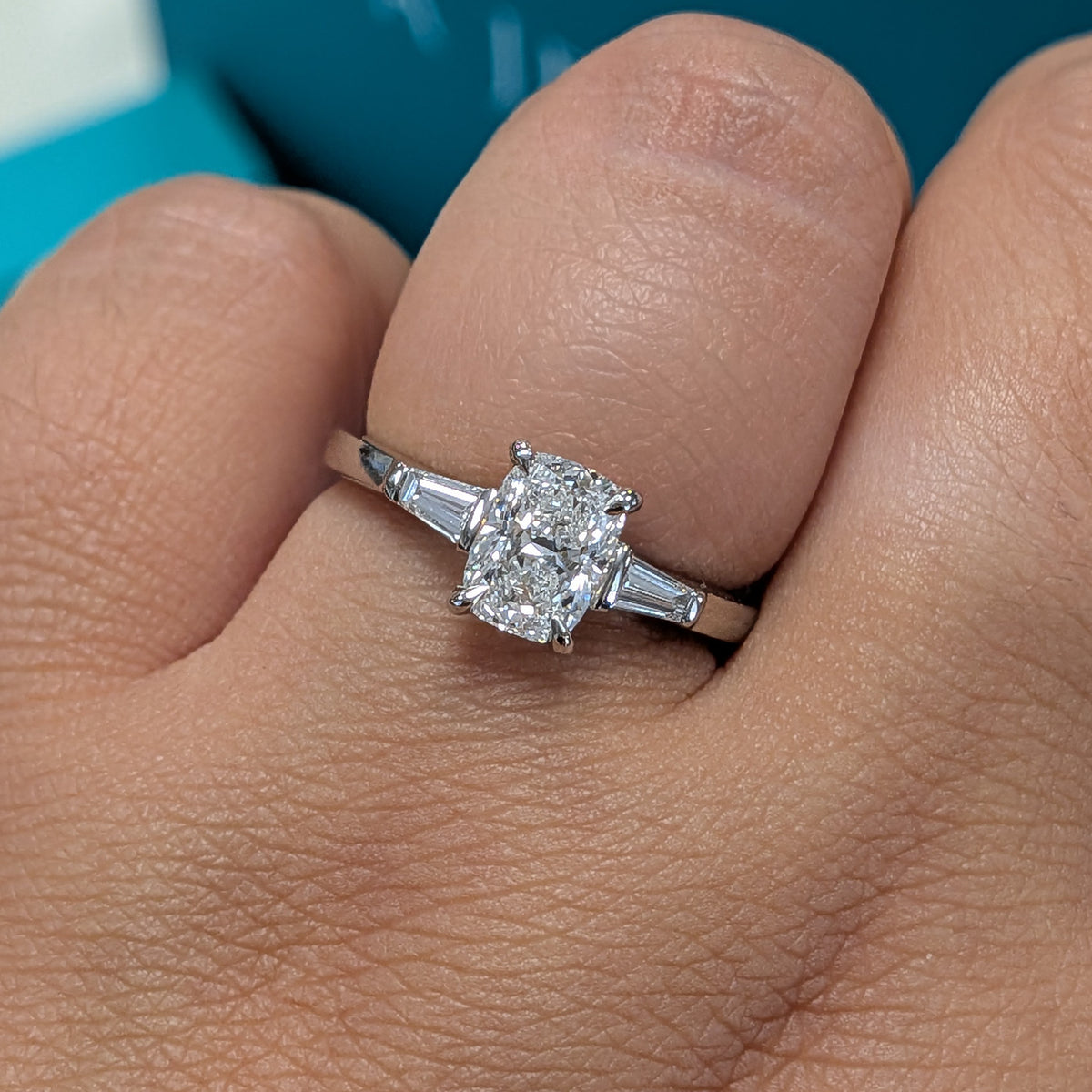 Three Stone Laboratory Grown Diamond Engagement Ring in Platinum, 1.28ct