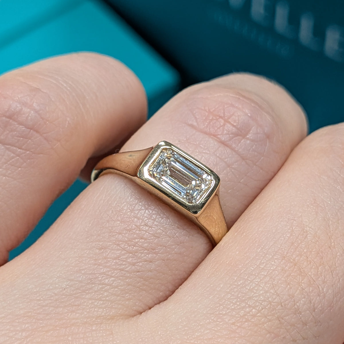 Laboratory Grown Emerald Cut Diamond Ring in 9ct Yellow Gold, 1.09ct