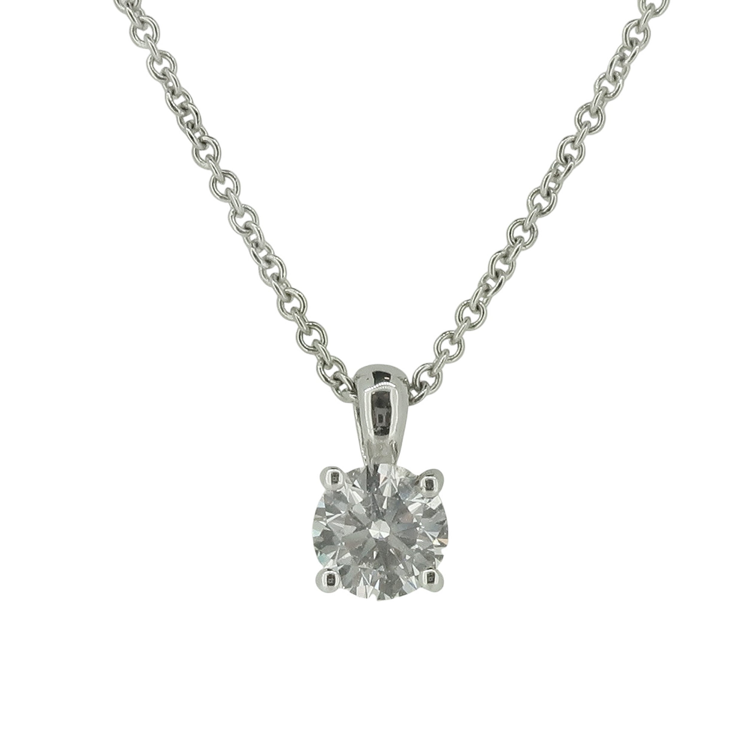 Laboratory Grown Brilliant Cut Diamond Solitaire Pendant and Chain in 18ct white gold, 0.65ct