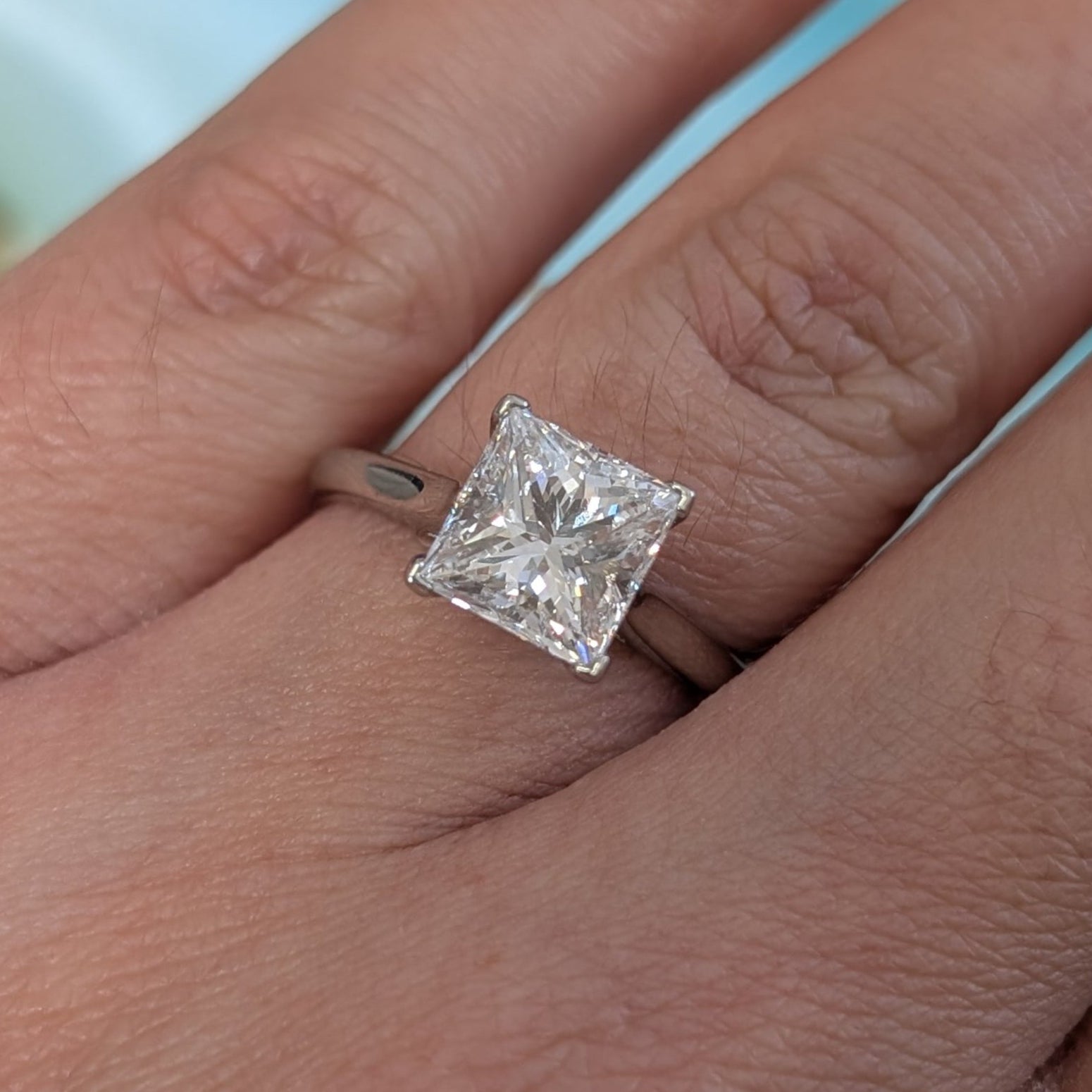 Princess Cut Diamond Solitaire Ring in Platinum, 2.39ct