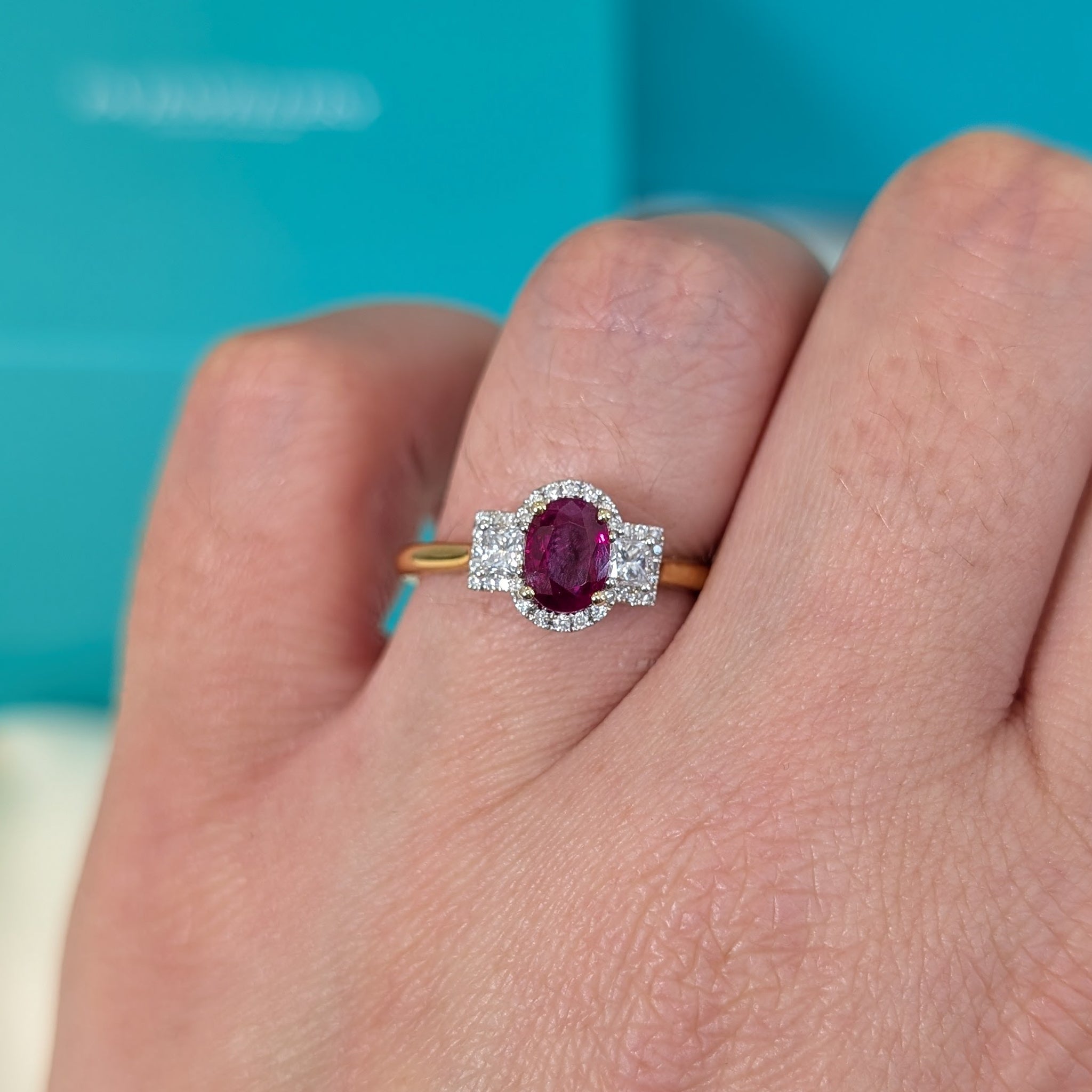 Ruby and Diamond Cluster Ring in 18ct Gold