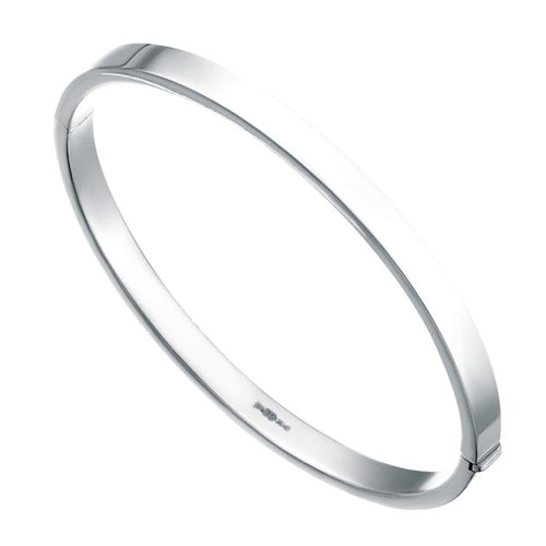 Hinged Flat Bangle in Silver.