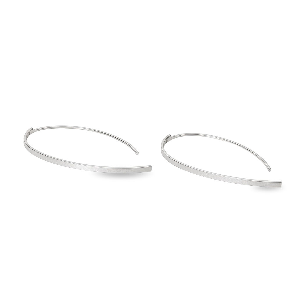 Sterling Silver Textured Long Threader Earrings