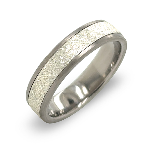 Silver Frost Inlay Ring in Titanium | 6mm Width | Made For You
