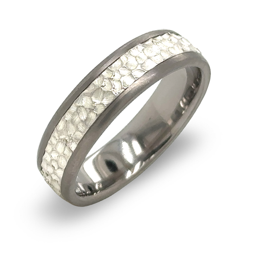Silver Volcanic Inlay Ring in Titanium | 6mm Width | Made For You