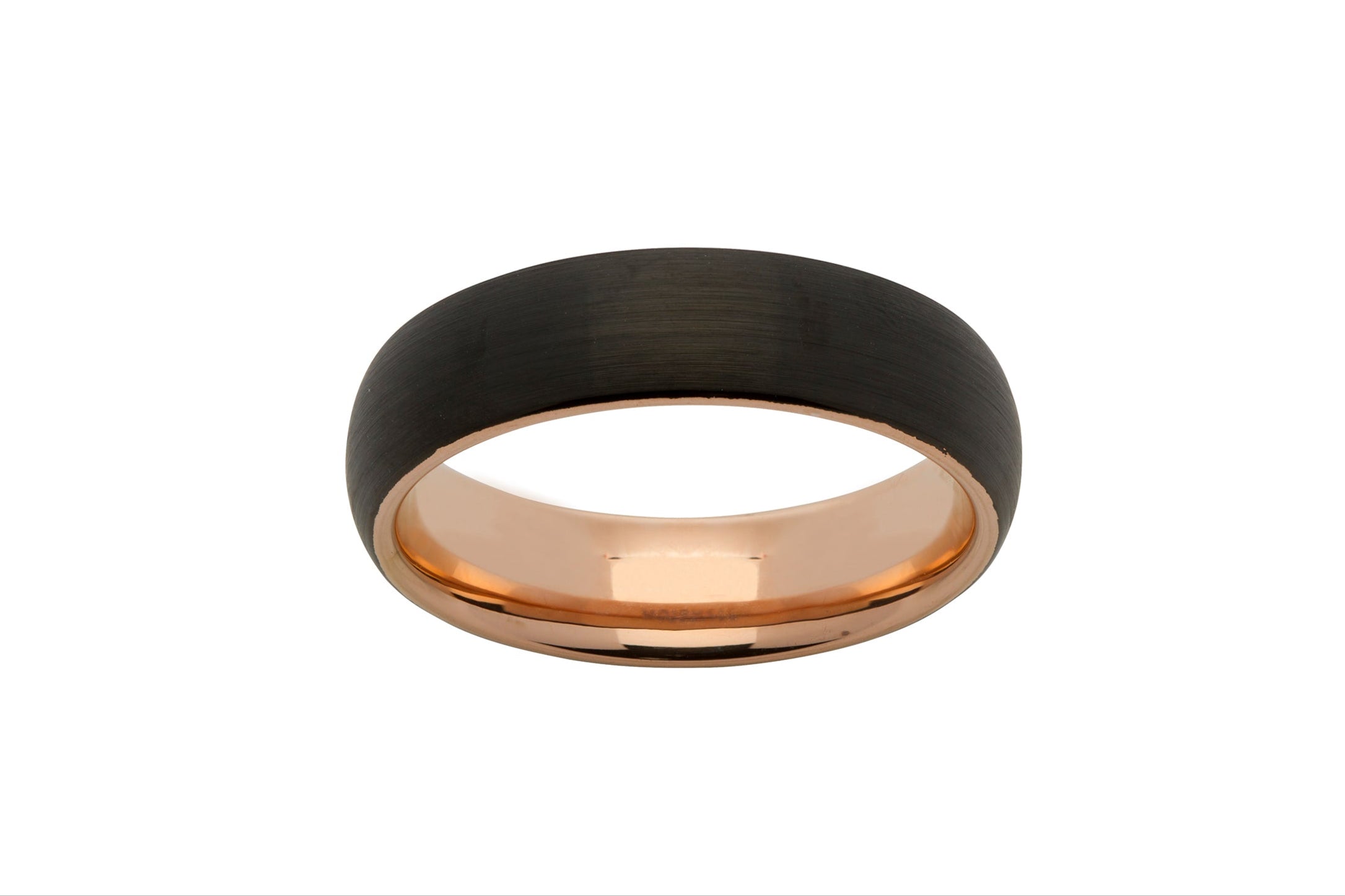 Tungsten Carbide Ring with Rose Gold IP Plating and Black Outer | 6mm width | Made For You