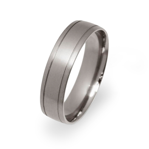 Court shape two groove ring in titanium | 6mm width | Made For You