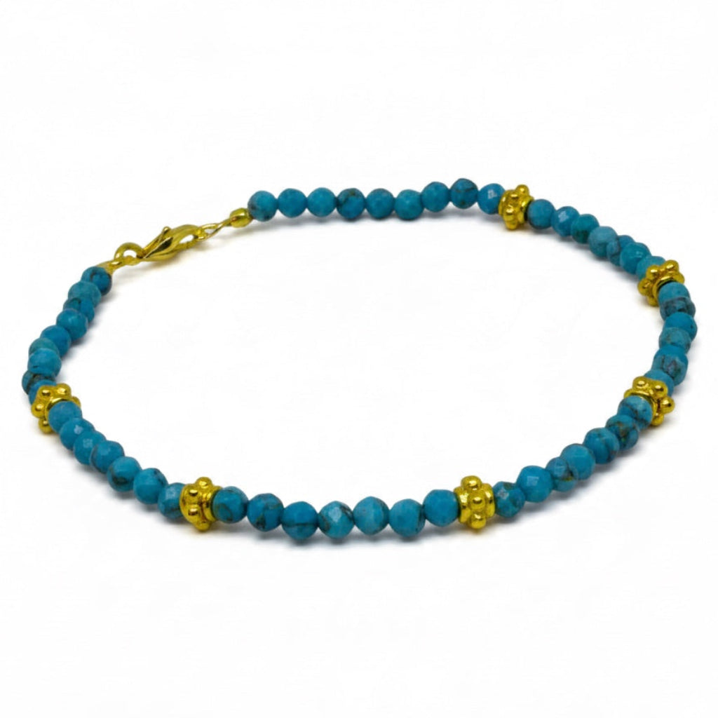 Turqoise Bead Bracelet with Gold Vermeil Details