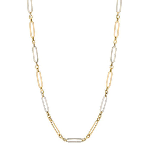 Figaro Necklace in 9ct White and Yellow Gold.