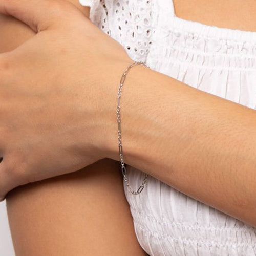 Figaro Bracelet in 9ct White Gold.