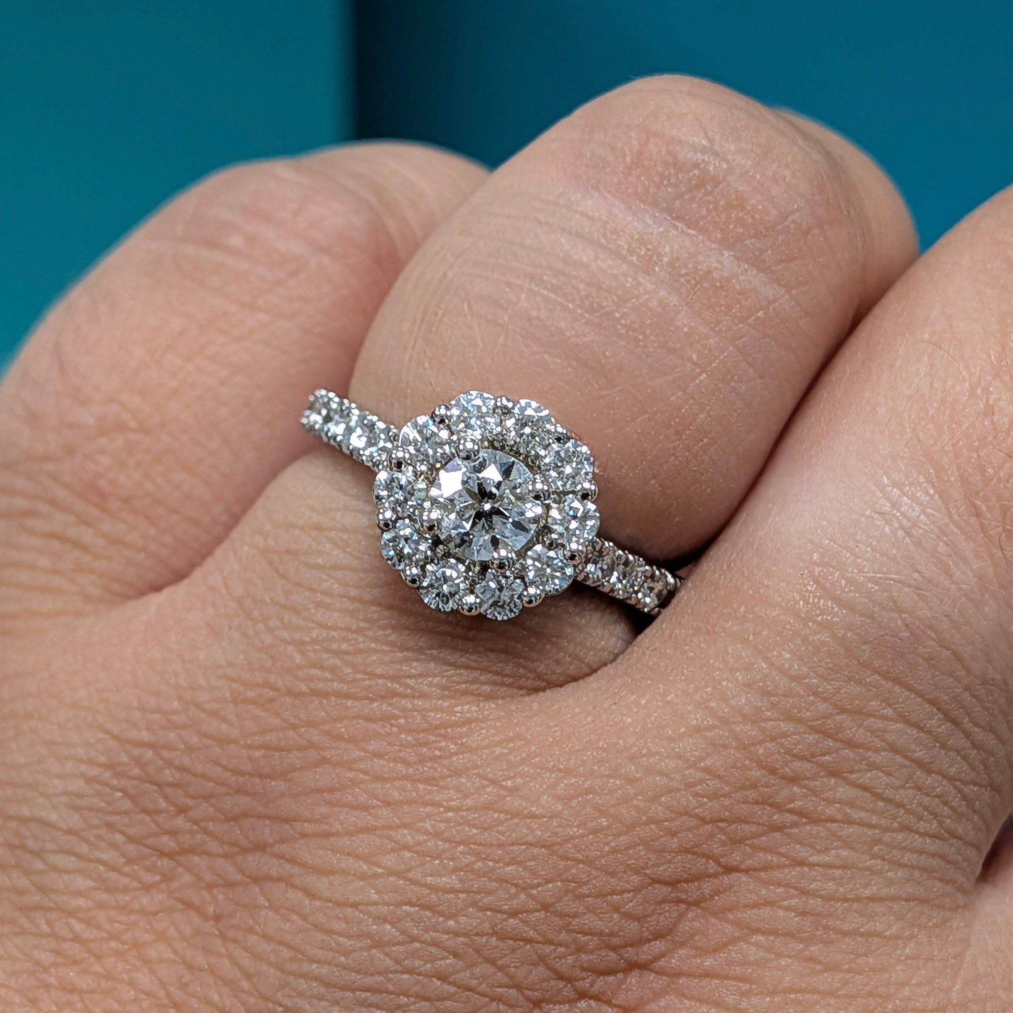 Diamond Cluster Engagement Ring in Platinum, 1.15ct