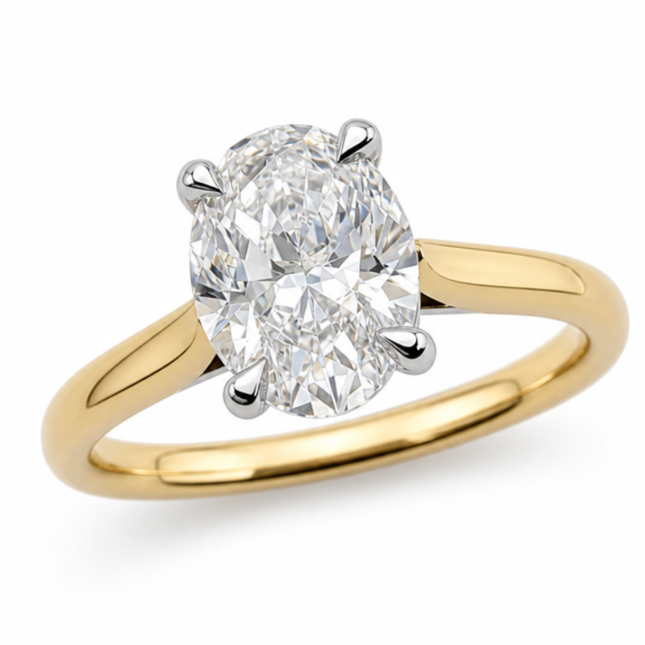 Oval Diamond Solitaire Engagement Ring in 18ct Yellow Gold, 1.62ct