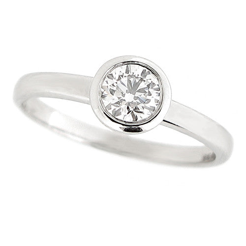 Ring - Rubover set diamond solitaire ring in 18ct white gold, 0.46ct - PA Jewellery