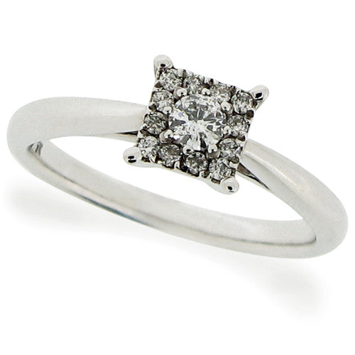 Ring - Diamond square cluster ring in 9ct white gold, 0.19ct - PA Jewellery