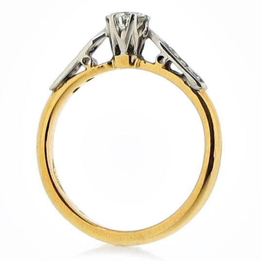 Ring - Diamond solitaire ring with shoulder detail in 18ct gold, 0.30ct - PA Jewellery
