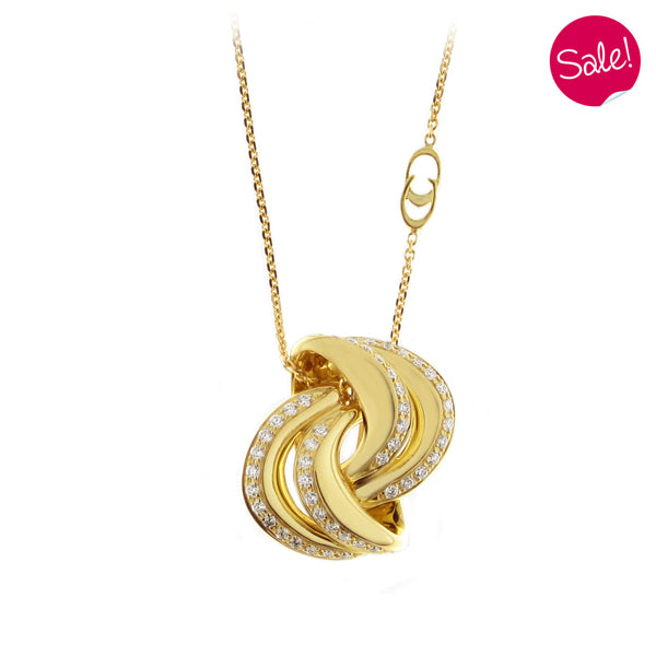 Cashmere diamond set knot necklace in 18ct yellow gold, 0.39ct