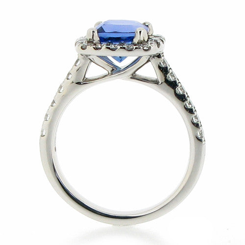 Ring - Tanzanite & Diamond cushion shape &