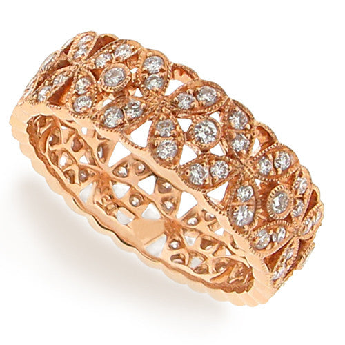 Ring - Diamond floral band ring in 18ct rose gold - PA Jewellery