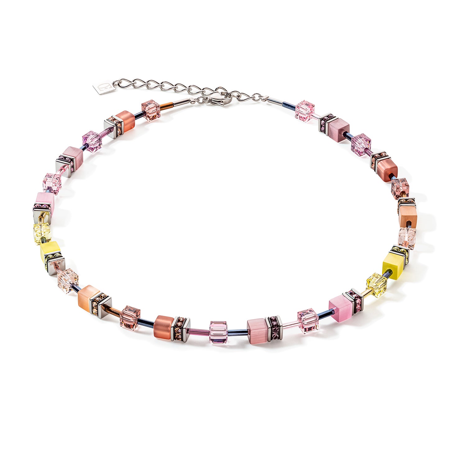 COEUR DE LION GEO CUBE NECKLACE - PINK/NEUTRAL - 2838/10-0847