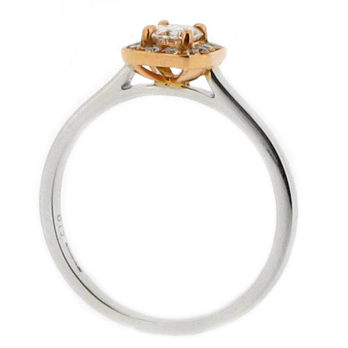 Rings - Phoenix cut diamond halo cluster ring in 18ct white and rose gold, 0.43ct - PA Jewellery