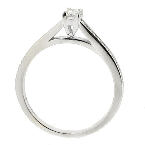 Rings - Phoenix cut diamond solitaire with diamond set shoulders in 18ct white gold, 0.33ct - PA Jewellery