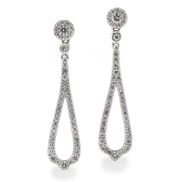 Earrings - Diamond drop earrings in 18ct white gold, 0.44ct - PA Jewellery