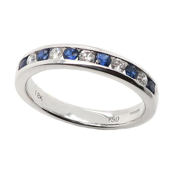 Sapphire and Diamond Channel Set Half Eternity Ring in 18ct White Gold