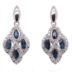 Sapphire and diamond drop earrings in 9ct white gold