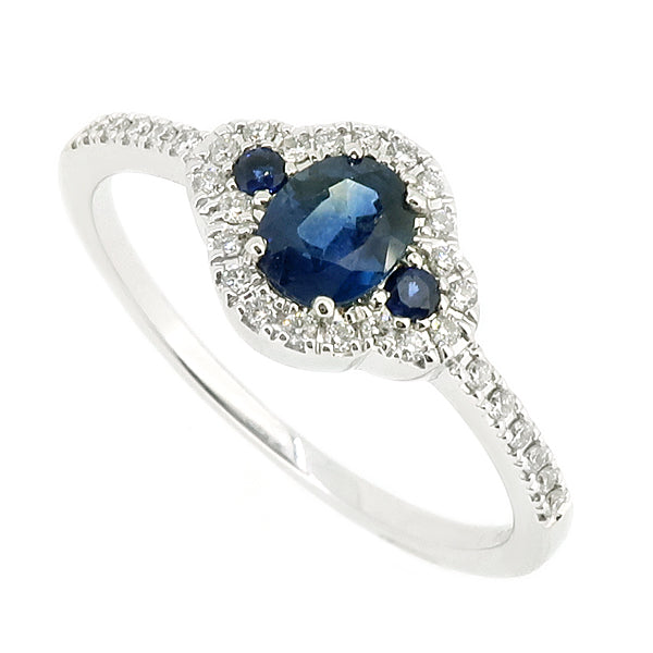 Sapphire and Diamond ring in 18ct White Gold