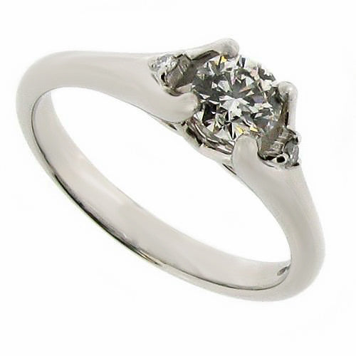 Ring - Diamond solitaire ring with shoulder detail in platinum, 0.49ct - PA Jewellery