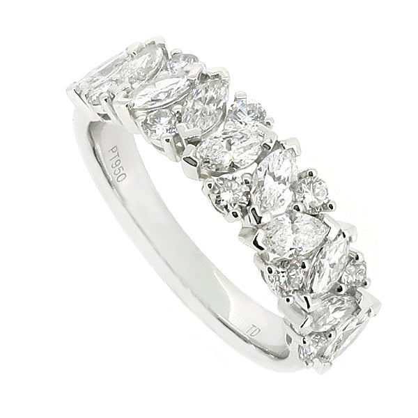 Marquise and brilliant cut band ring in platinum, 1.29ct