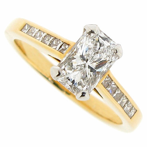 Ring - Phoenix Cut diamond ring with diamond shoulders in 18ct yellow gold and platinum, 1.17ct - PA Jewellery