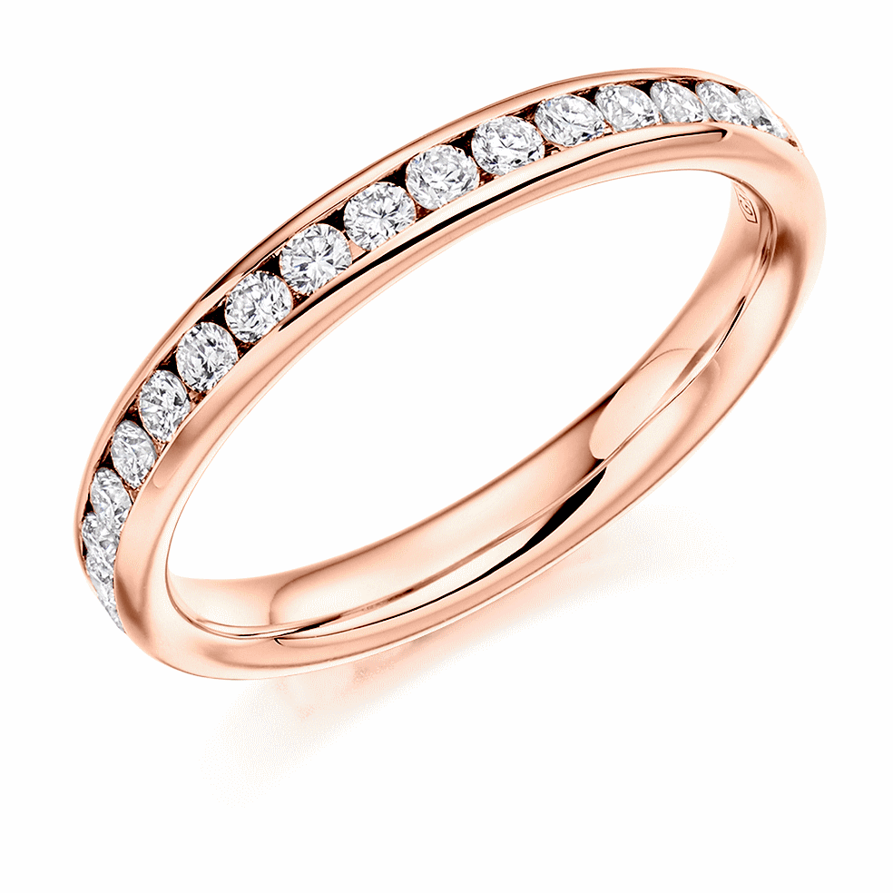Ring - Round brilliant cut diamond channel set full eternity ring, 0.75ct - PA Jewellery