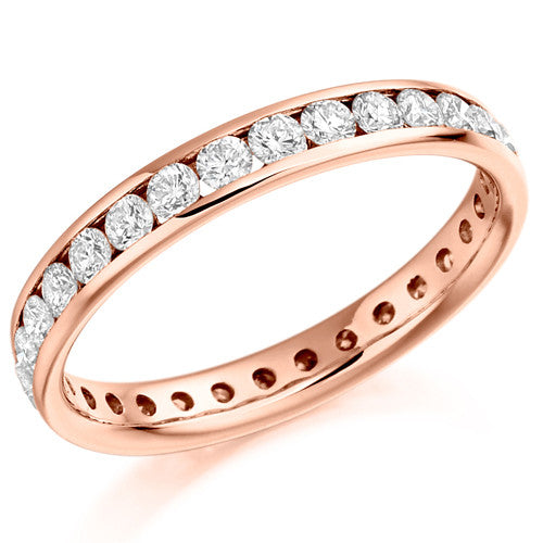 Ring - Round brilliant cut diamond channel set full eternity ring, 1.04ct - PA Jewellery