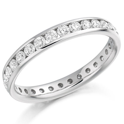 Ring - Round brilliant cut diamond channel set full eternity ring, 1.04ct - PA Jewellery