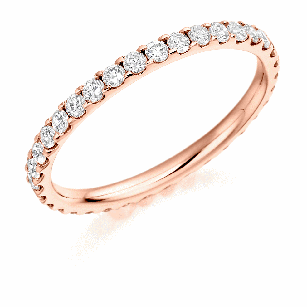 Ring - Round brilliant cut diamond micro claw set full eternity ring, 0.75ct - PA Jewellery