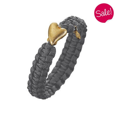 Wristwear - From Soldier To Soldier bracelet - Grey with gold plated heart clasp and diamond - PA Jewellery
