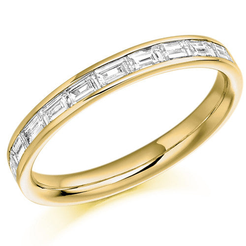Ring - Baguette cut diamond channel set half eternity ring, 0.50ct - PA Jewellery