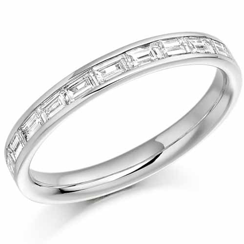 Ring - Baguette cut diamond channel set half eternity ring, 0.50ct - PA Jewellery