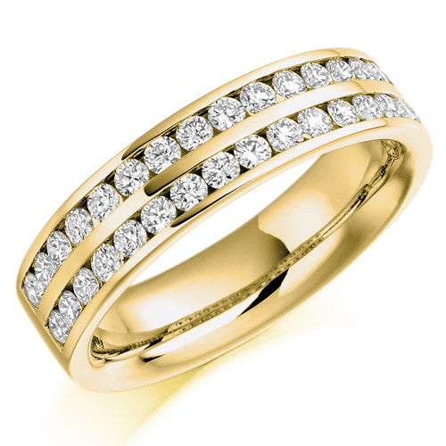 Ring - Round brilliant cut diamond double row half eternity ring 0.75ct - PA Jewellery