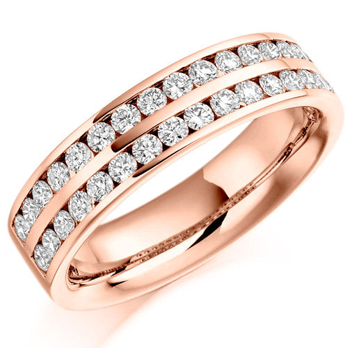 Ring - Round brilliant cut diamond double row half eternity ring 0.75ct - PA Jewellery