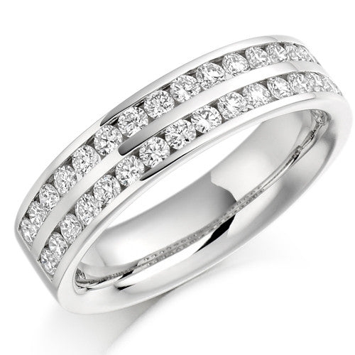Ring - Round brilliant cut diamond double row half eternity ring 0.75ct - PA Jewellery