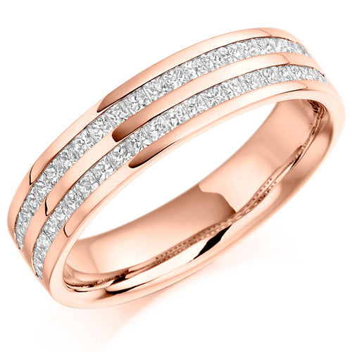 Ring - Princess cut diamond channel set half eternity ring, 0.75ct - PA Jewellery