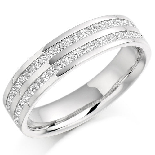 Ring - Princess cut diamond channel set half eternity ring, 0.75ct - PA Jewellery