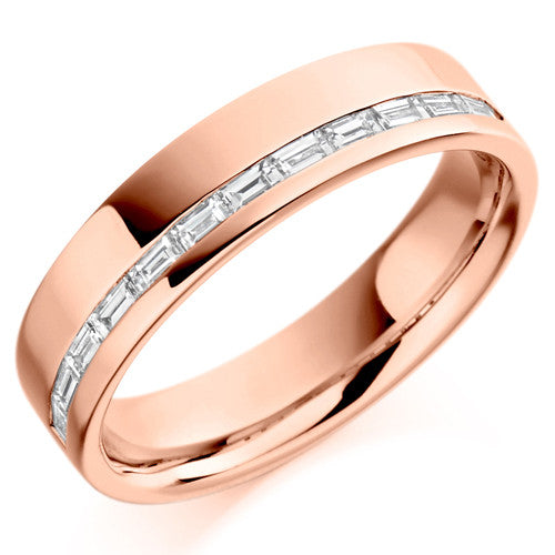 Ring - Baguette cut diamond offset channel half eternity ring, 0.30ct - PA Jewellery