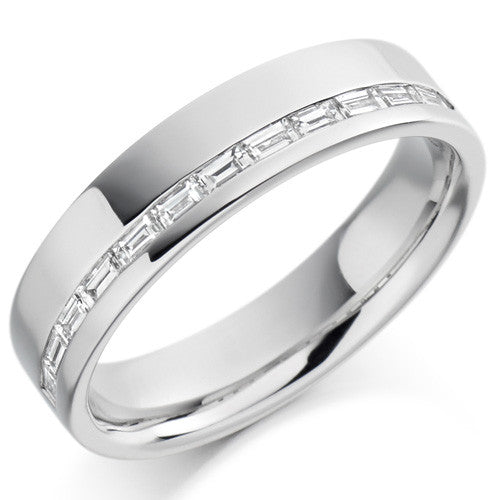 Ring - Baguette cut diamond offset channel half eternity ring, 0.30ct - PA Jewellery