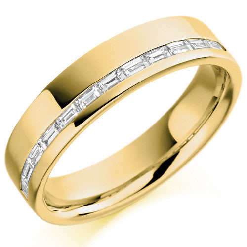 Ring - Baguette cut diamond offset channel half eternity ring, 0.30ct - PA Jewellery