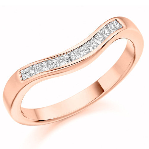 Ring - Princess cut diamond shaped half eternity ring, 0.25ct - PA Jewellery