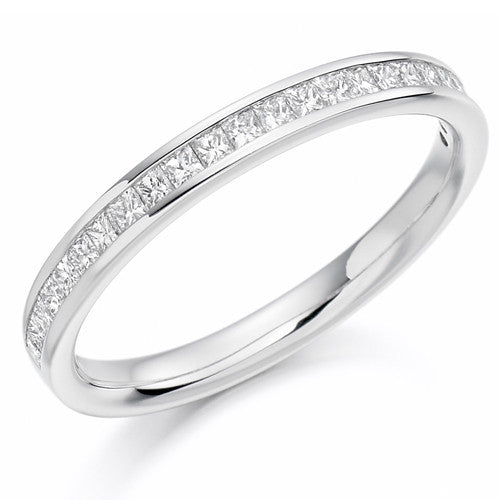 Ring - Princess cut diamond channel set half eternity ring, 0.33ct - PA Jewellery