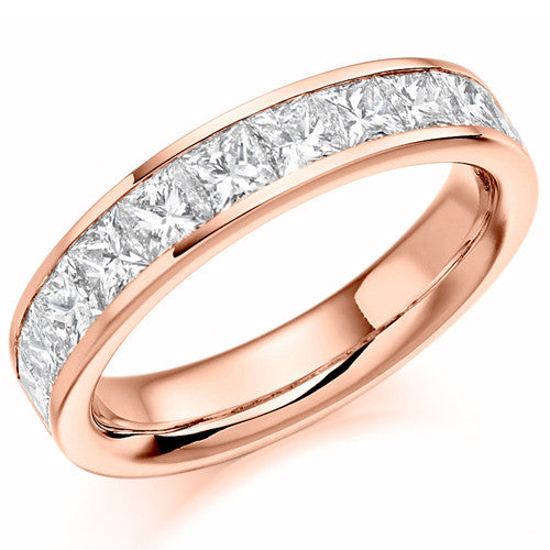 Ring - Princess cut diamond channel set half eternity ring, 1.50ct - PA Jewellery